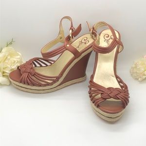 Seychelles -Anthropologie-leather “Harlow” wedges